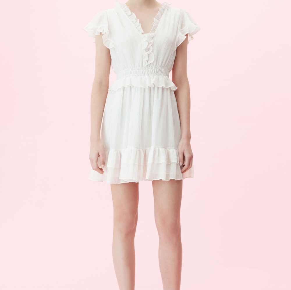 Rebecca Taylor LUREX STRIPE V-NECK DRESS